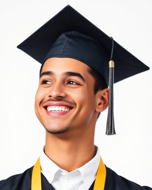 Graduate celebrating in a cap and gown