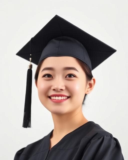 Graduate wearing a cap and gown